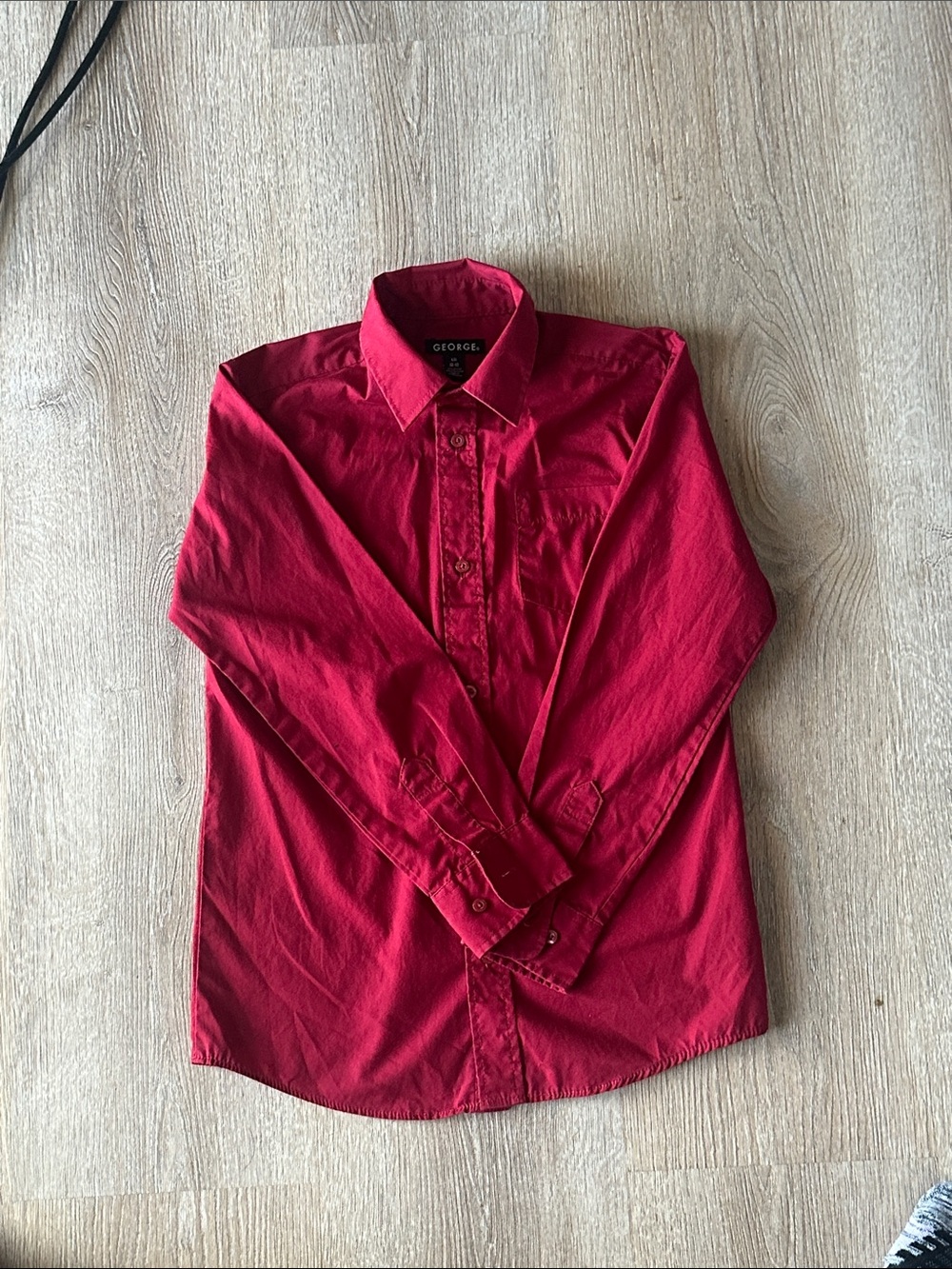 George Red Long-Sleeve Button-Down Shirt